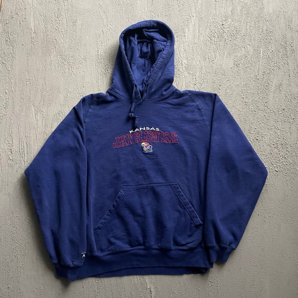 Vintage Kansas Jayhawks NCAA Hoodie Men XL Navy Blue 2000s Antigua